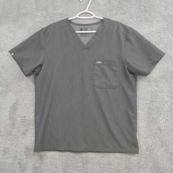 Figs Leon Three Pocket Scrub Top Men's Large Graphite Gray Medical - Picture 1 of 10